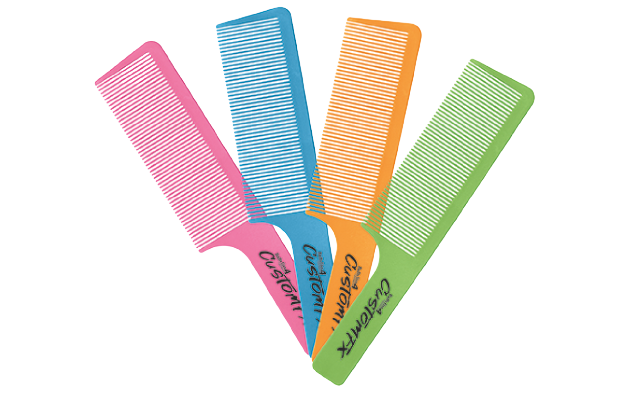 Four Barber Combs in Green, Orange, Blue and Pink | BaBylissPRO CustomFX